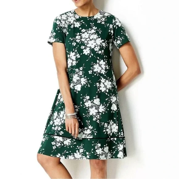 J.Jill Wherever Collection Emerald Floral Shift Dress Women's size Medium Casual - Picture 8 of 8